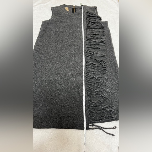 Jo No Fui Wool Blend Sleeveless Tank Dress in Gray With Side Fringe Professional - Picture 9 of 9